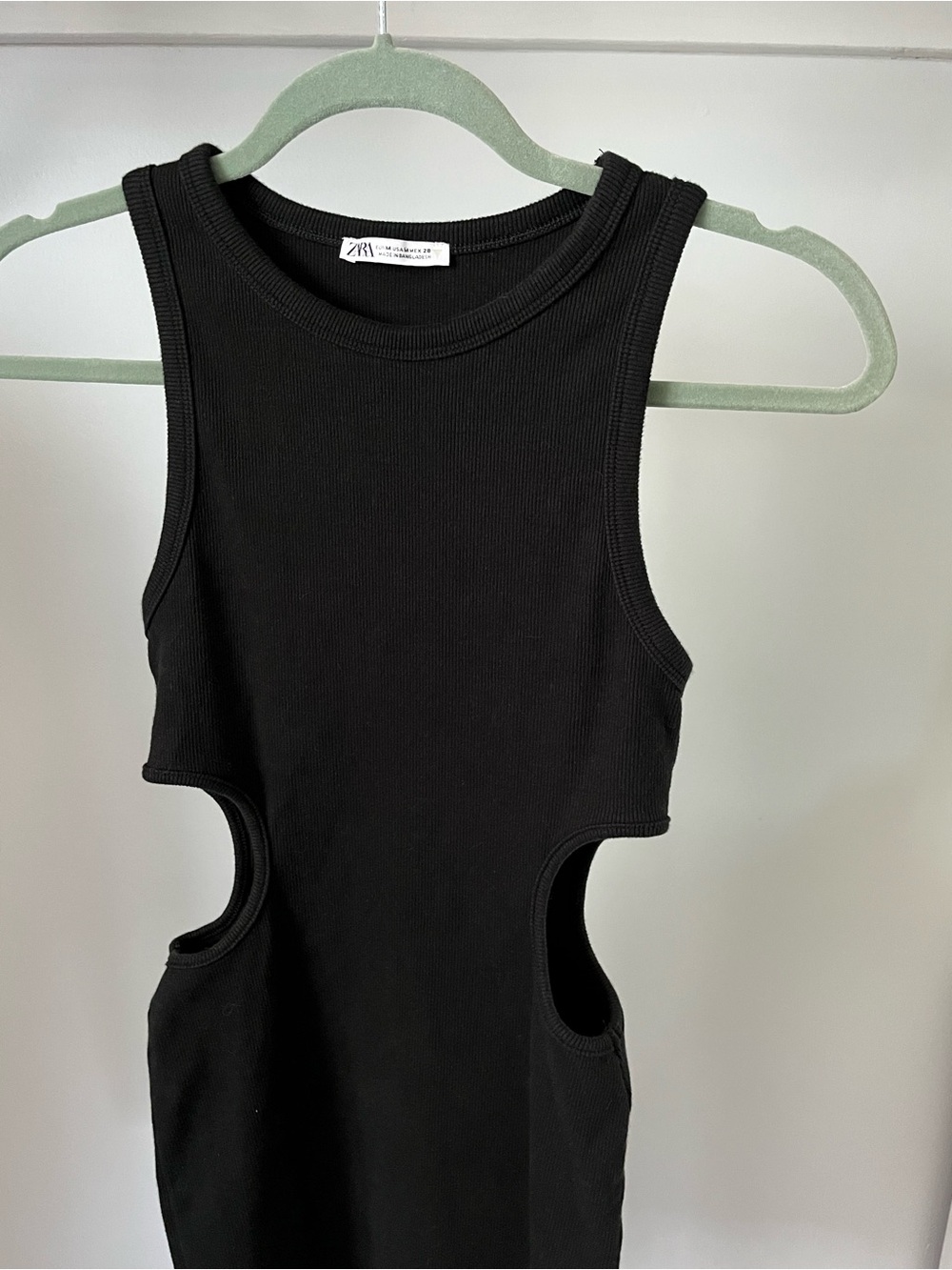 ZARA Black Ribbed Cutout Tank Dress Size M
